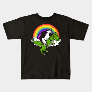 Unicorn Riding T-Rex Dinosaur Kids T-Shirt